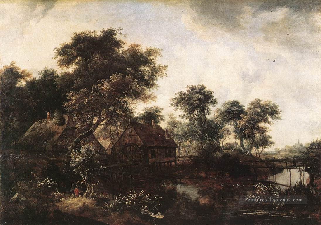 Le Moulin à eau paysage Meindert Hobbema Peintures à l'huile